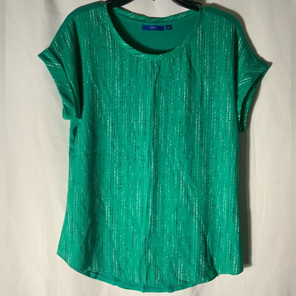 Apt. 9 Teal Short Sleeve Top with Silver Accents